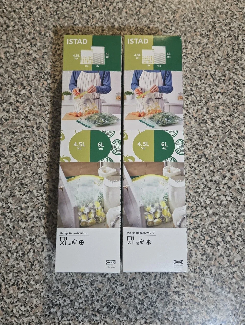 Istad Reusable Food Storage Bags - Green (6L & 4.5L) - 2 Boxes